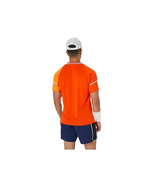 Asics Orange Men Match Actibreeze Ss Top for men