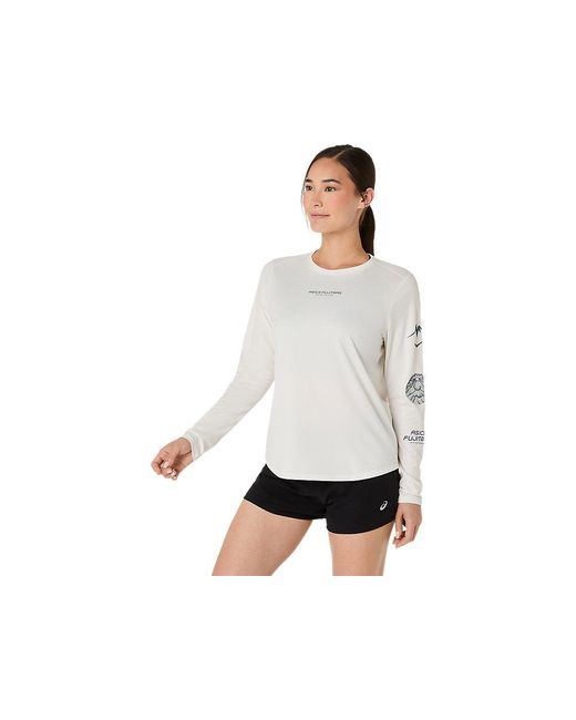 Asics White Fujitrail Logo Ls Top