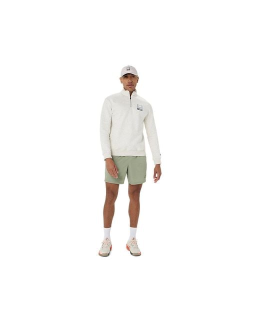 Asics White Court Core Graphic Half Zip Sweatshirt for men