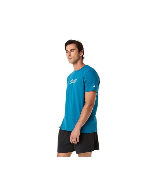 Asics Blue Logo Graphic Tee for men