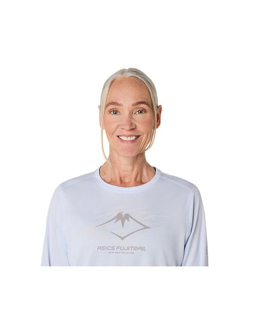 Asics White Fujitrail Logo Ls Top
