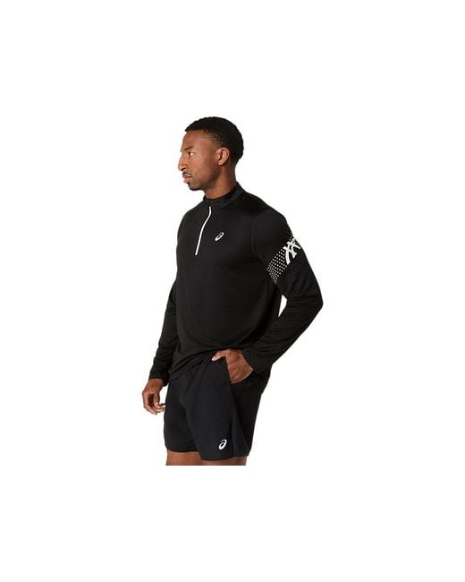 Asics Black Icon Ls 1/2 Zip Top for men