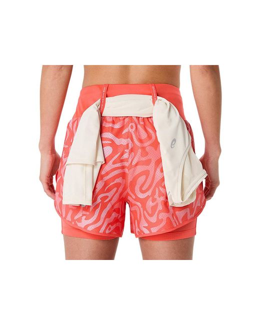 Asics Red Road All Over Print 2-N-1 3.5In Short
