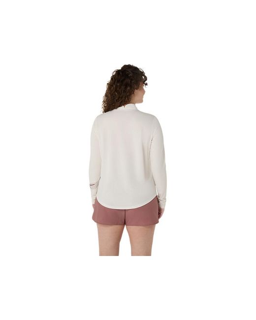 Asics White Icon 1/2 Zip Ls Top