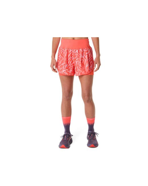Asics Red Road All Over Print 2-N-1 3.5In Short
