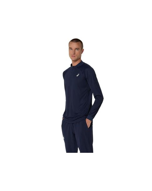 Asics Blue Match Ls 1/2 Zip Top for men