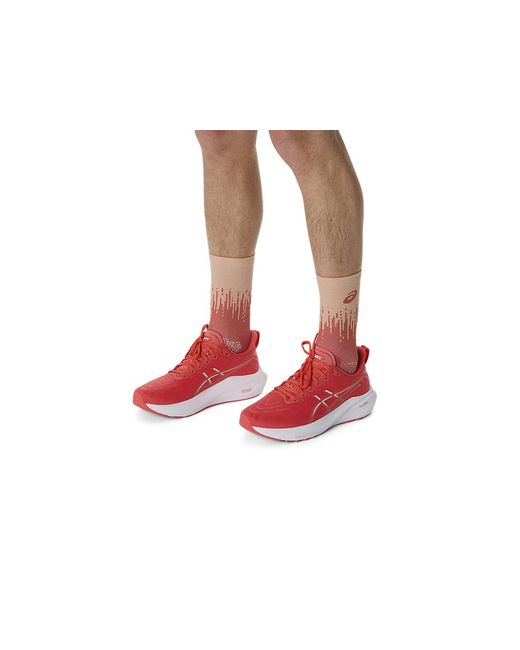Asics Red Performance Run Sock Crew for men
