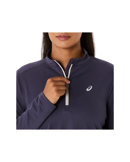 Asics Blue Icon 1/2 Zip Ls Top