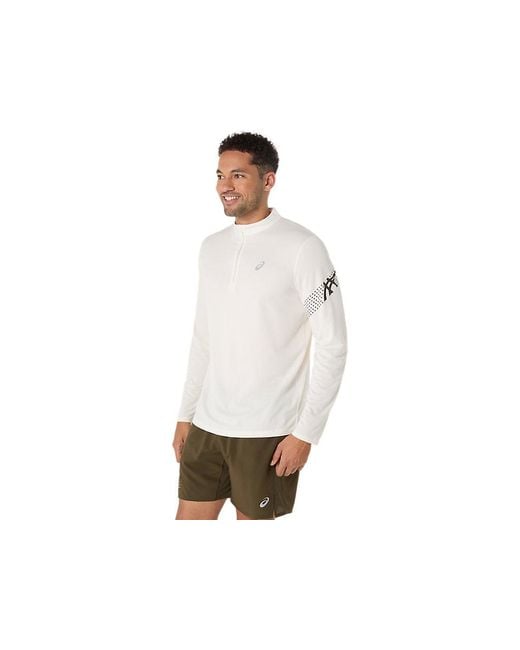 Asics White Icon Ls 1/2 Zip for men