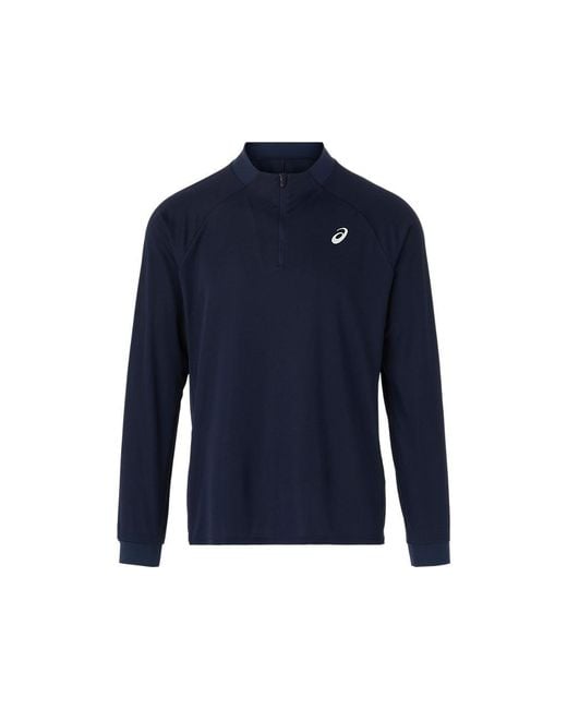 Asics Blue Match Ls 1/2 Zip Top for men