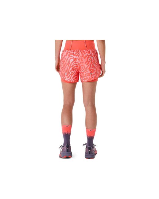Asics Red Road All Over Print 2-N-1 3.5In Short