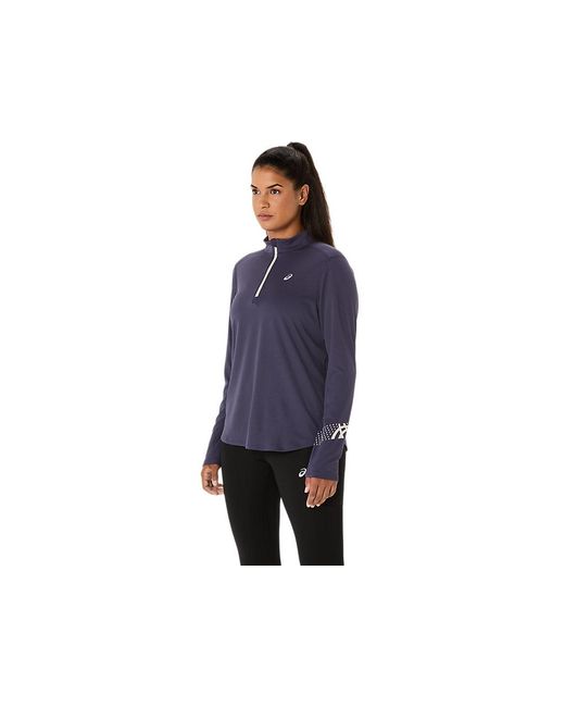 Asics Blue Icon 1/2 Zip Ls Top