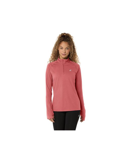 Asics Red Sport Ls 1/2 Zip Top
