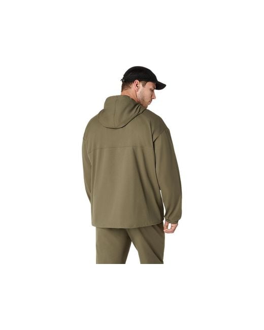 Asics Green Double Weave Relaxed Pull Over Jacket for men