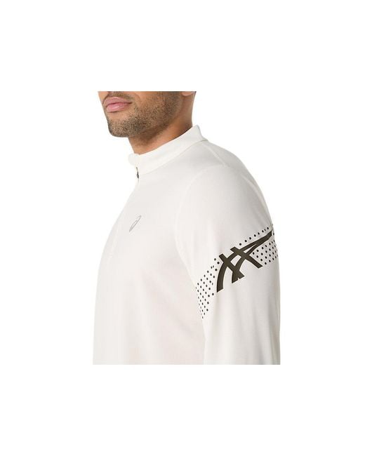 Asics White Icon Ls 1/2 Zip for men