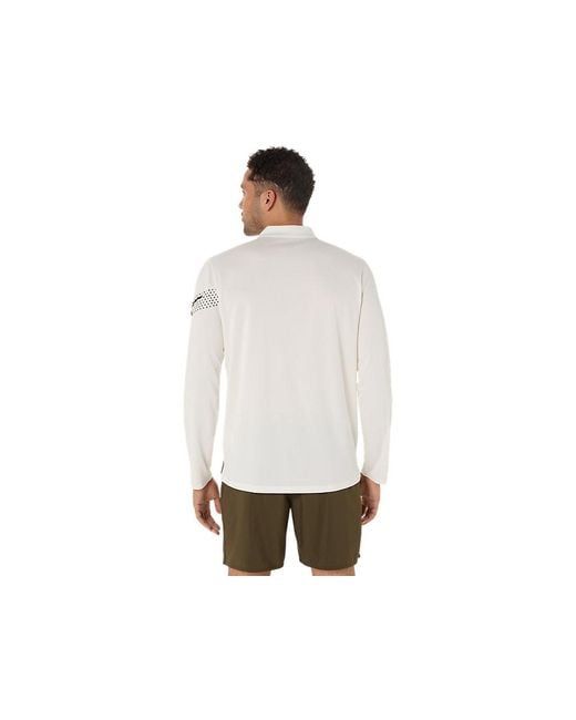 Asics White Icon Ls 1/2 Zip for men