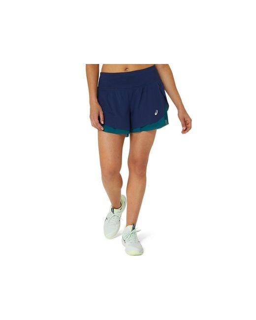 Asics Blue NAGINO TENNIS 3.5IN 2-N-1 LAYER SHORT