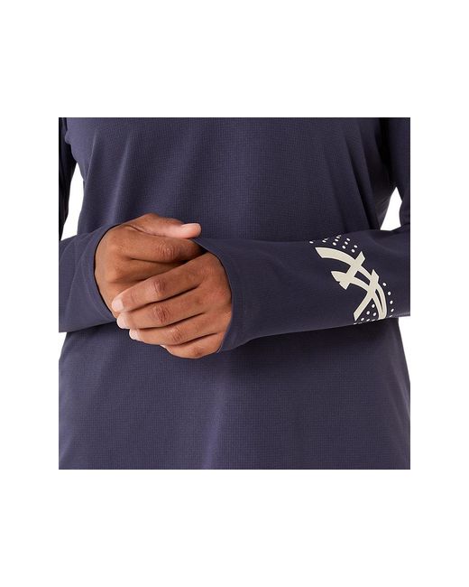 Asics Blue Icon 1/2 Zip Ls Top