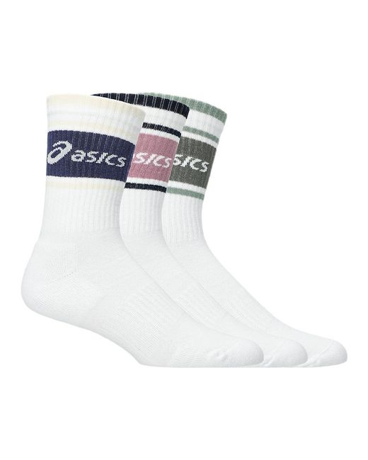Asics Black 3 Pack Logo Crew Sock for men