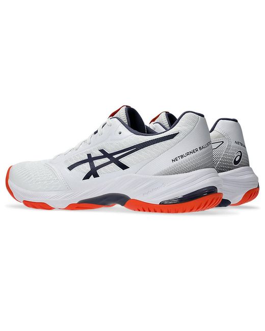 Asics White Netburner Ballistic Flytefoam 3 Volleyball Shoes for men