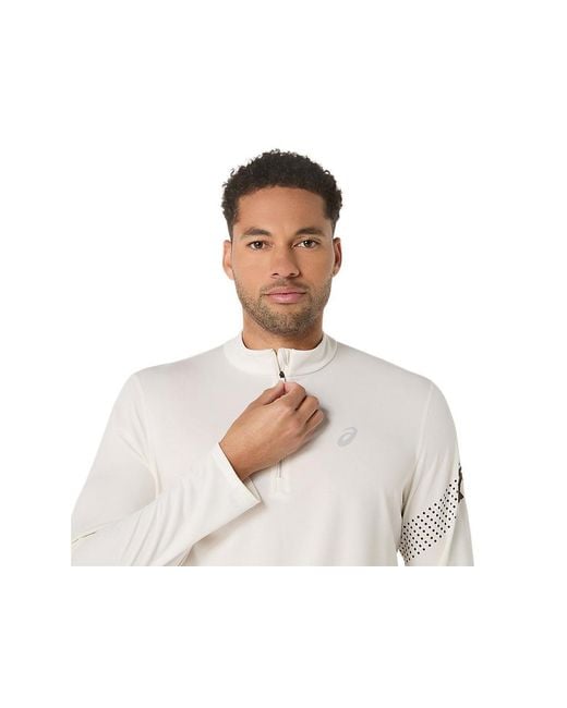 Asics White Icon Ls 1/2 Zip for men