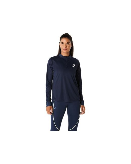 Asics Match Ls 1/2 Zip Top in het Blue