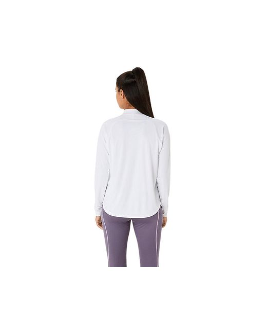 Asics White Match Ls 1/2 Zip Top