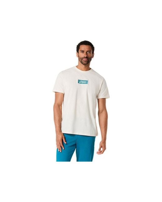 Asics Blue Asics Chest Logo Tee for men
