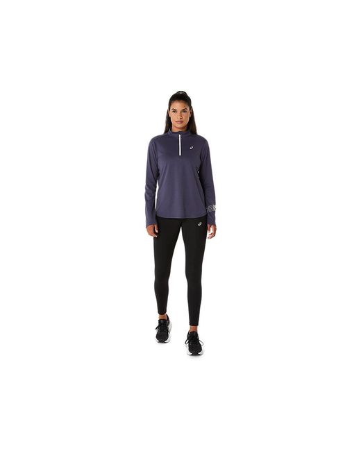 Asics Blue Icon 1/2 Zip Ls Top