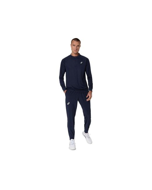 Asics Blue Match Ls 1/2 Zip Top for men