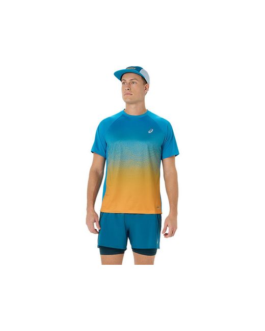 Asics Blue Road Fade Ss Top for men