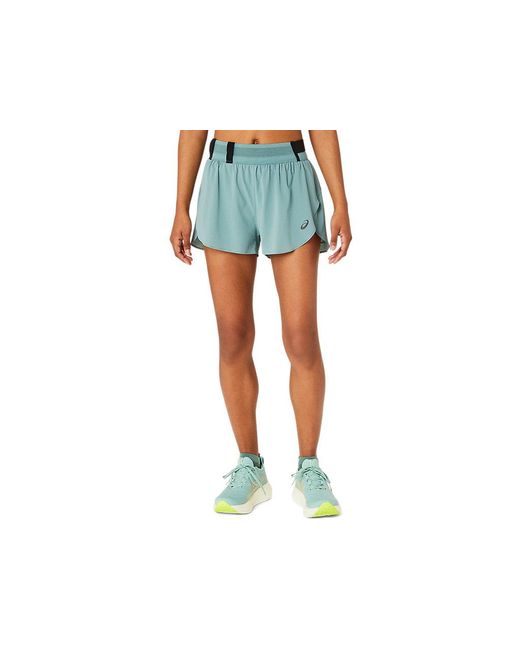 Metarun split short Asics en coloris Blue