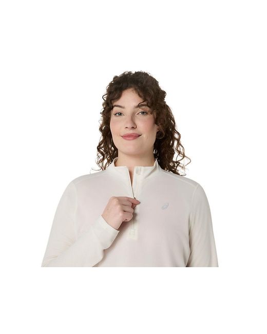 Asics White Icon 1/2 Zip Ls Top