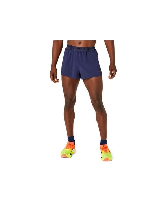Asics Metarun Split Short in het Blue voor heren