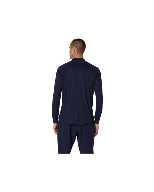 Asics Blue Match Ls 1/2 Zip Top for men