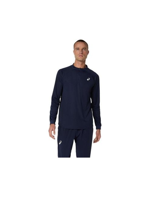 Asics Blue Match Ls 1/2 Zip Top for men