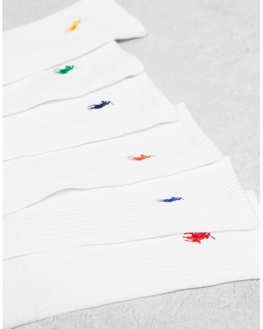 Polo Ralph Lauren White 6 Pack Icon Logo Socks for men