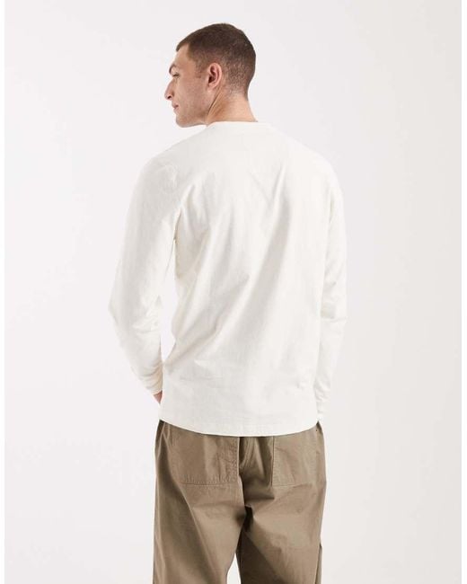 Hollister White Long Sleeve Henley Top for men