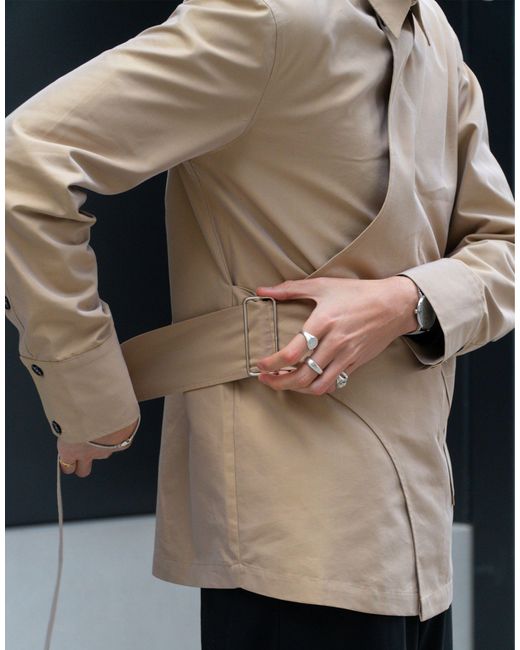 X isaac hudson - giacca avvolgente beige con tasca di Labelrail in Gray da Uomo