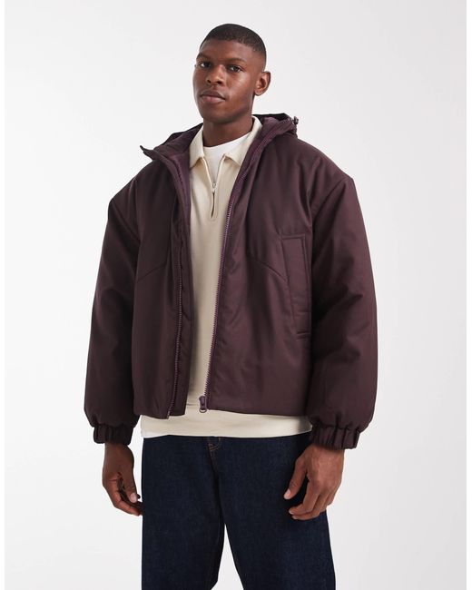 ASOS Brown Hooded Puffer Jacket for men