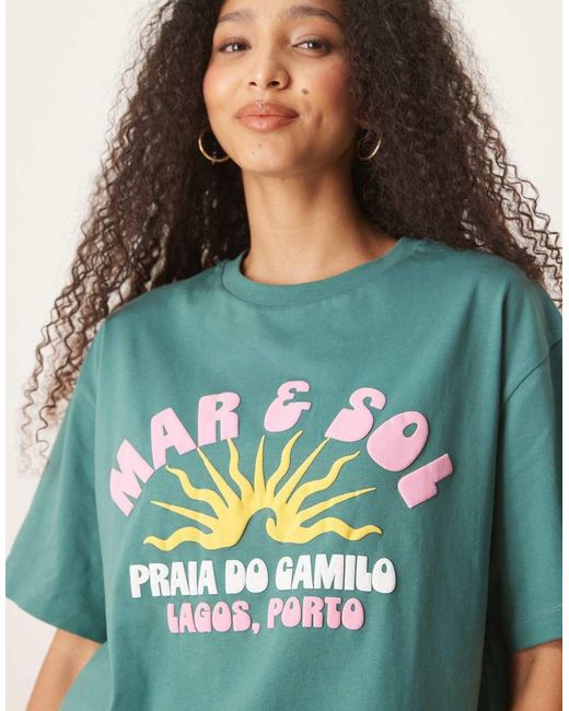 ASOS Blue Oversized T-shirt With Sun Graphic