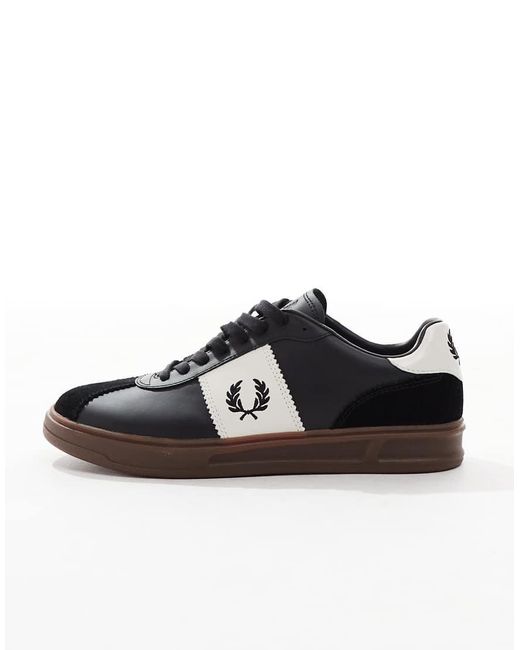 Fred Perry Black B4 Leather And Suede Trainers for men