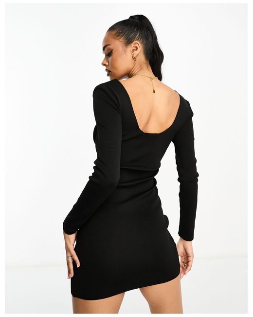 Fashionkilla Black Knitted Low Back Mini Dress