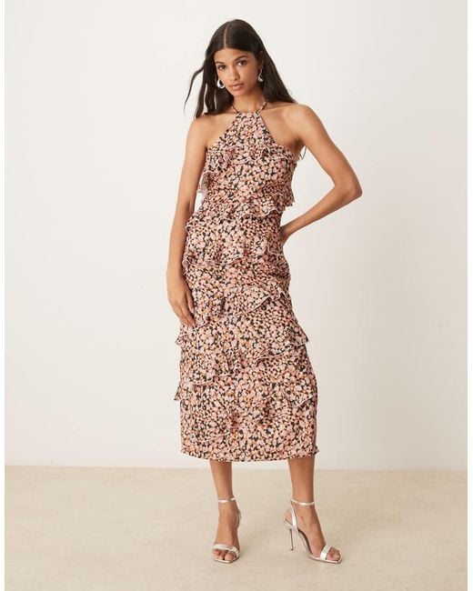 Pretty Lavish Natural Katy Ruffle Midaxi Dress