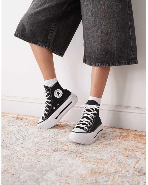 Converse Black Chuck Taylor All Star Lift Hi Double Stack Sneakers
