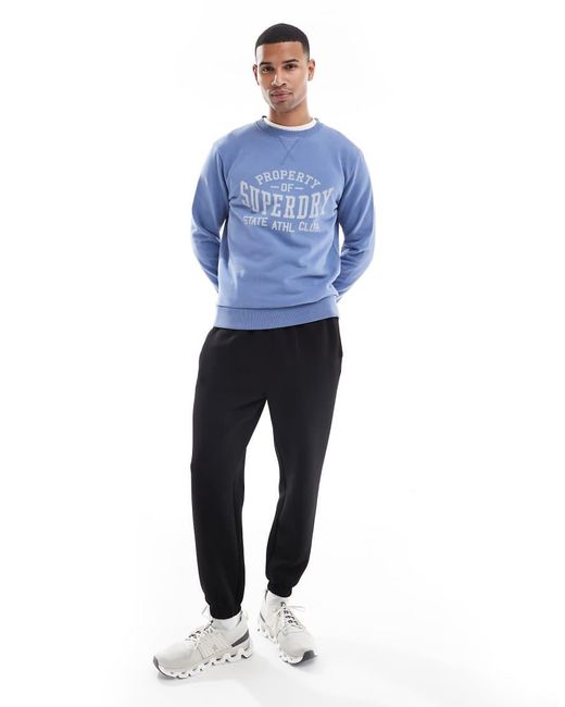 Superdry Blue Athletic Essentials Crew Sweatshirt for men