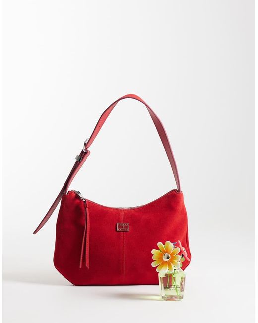 Tommy Hilfiger Red Slouchy Suede Shoulder Bag