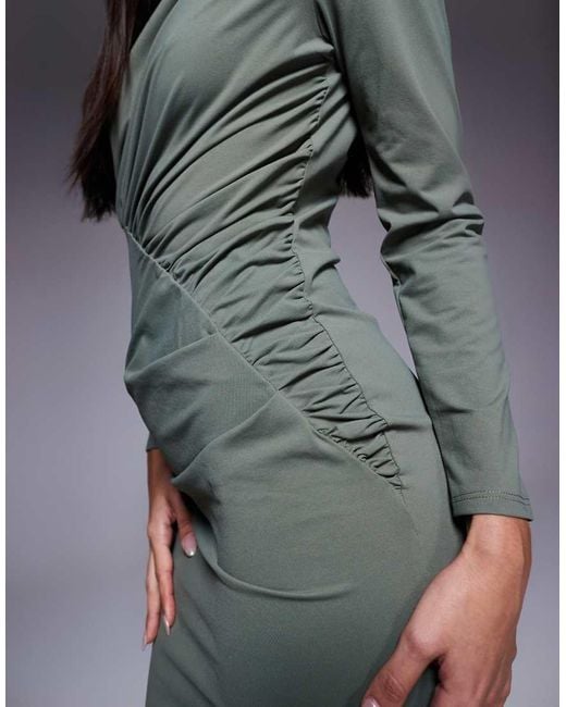 DASKA Gray Ruched Maxi Dress