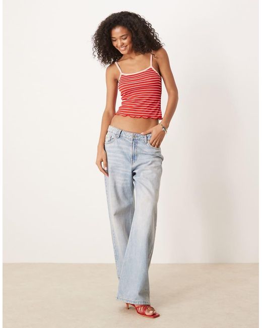 ASOS Red Rib Cami With Contrast Binding
