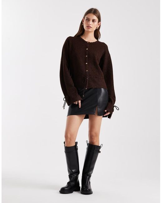 ASOS Black Leather Look Split Front Mini Skirt